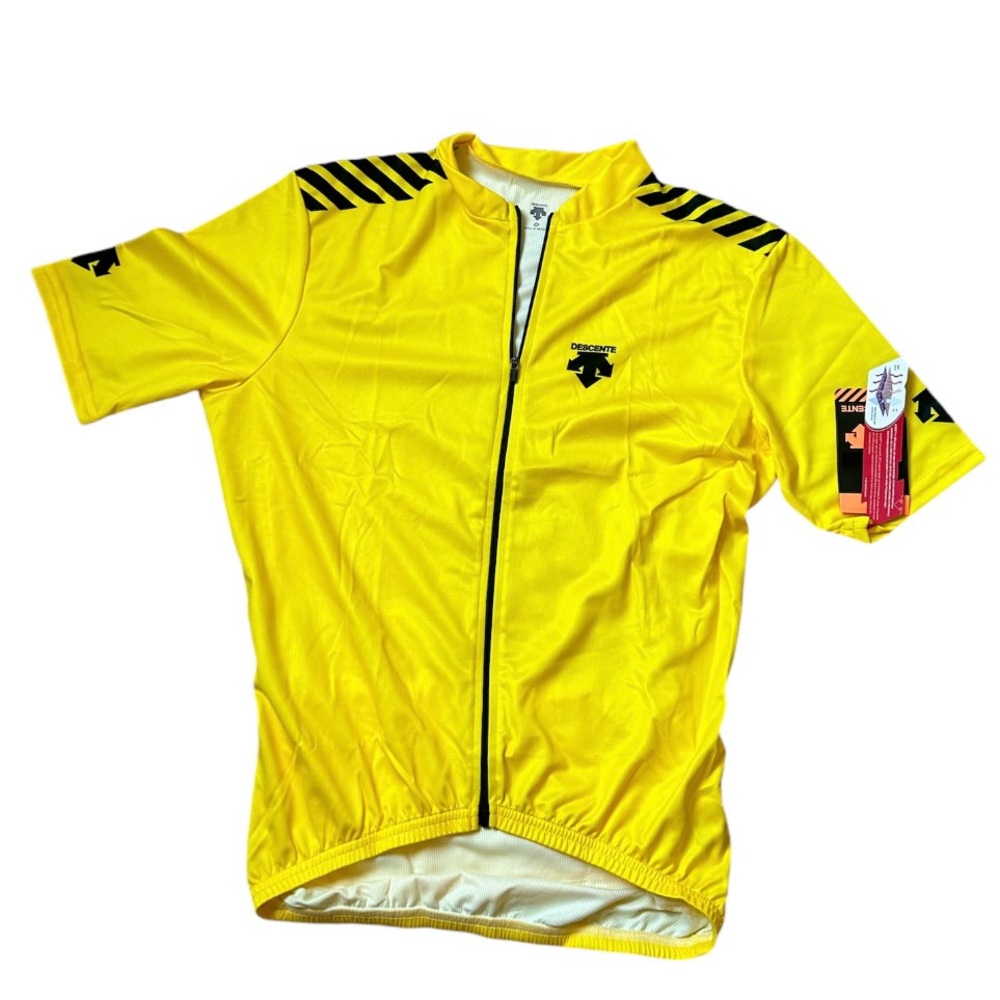 NWT Descente Short Sleeve Full Zip Yellow Bicycle Cycling Jersey Size Medium